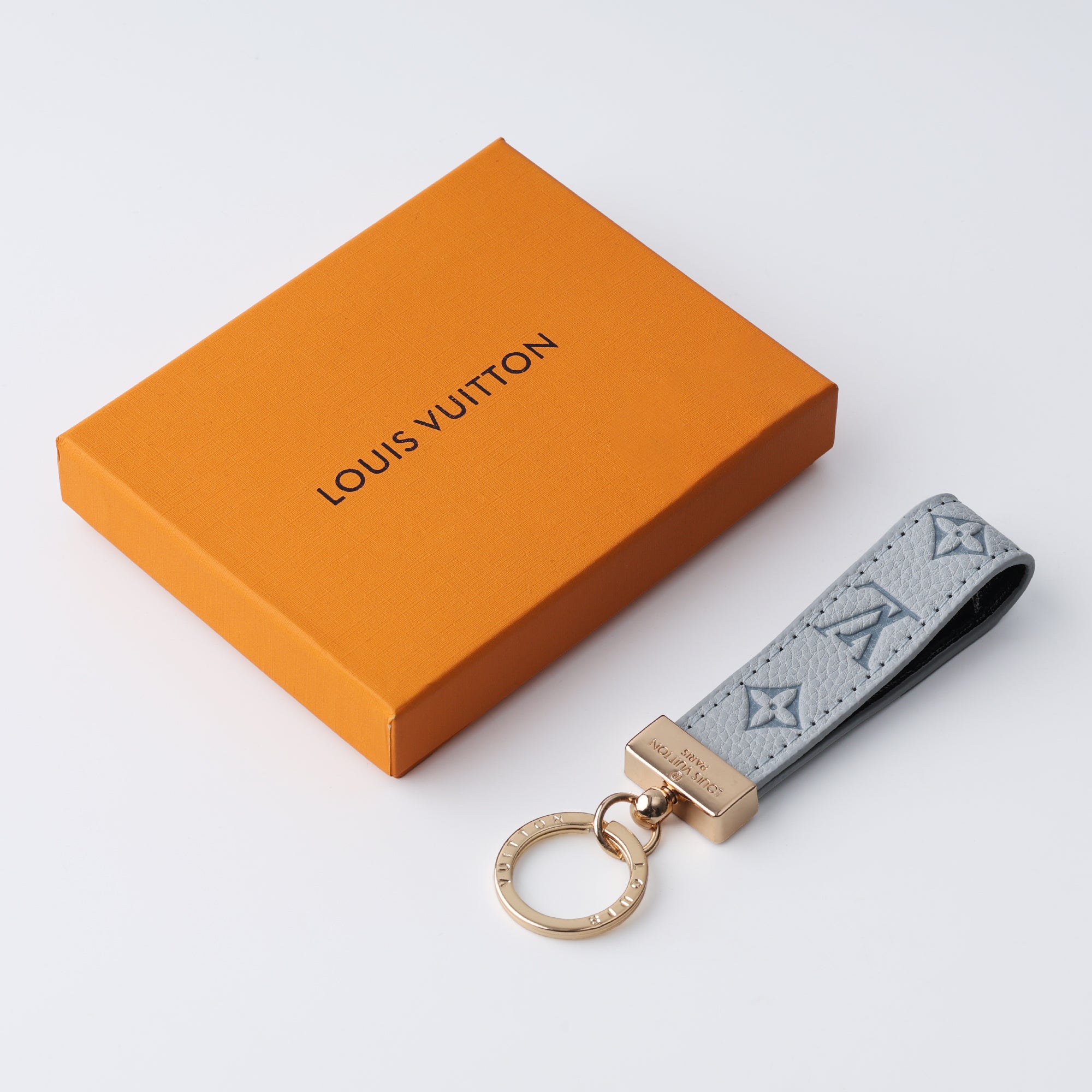 Ice Blue Embossed Loop Keychain
