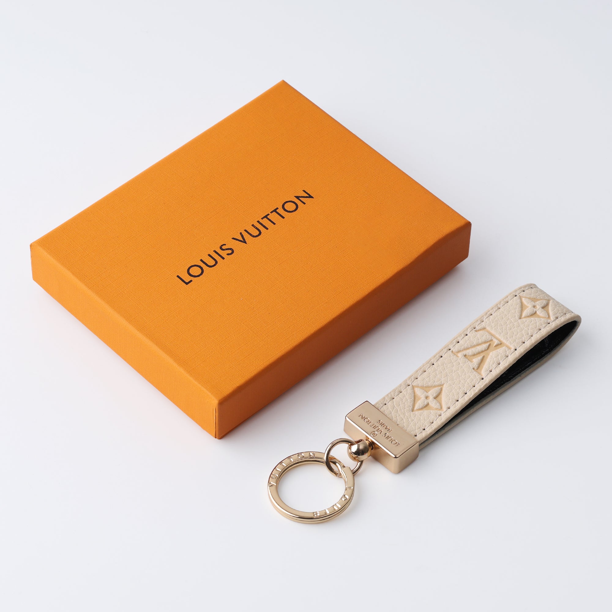 Ivory Embossed Loop Keychain