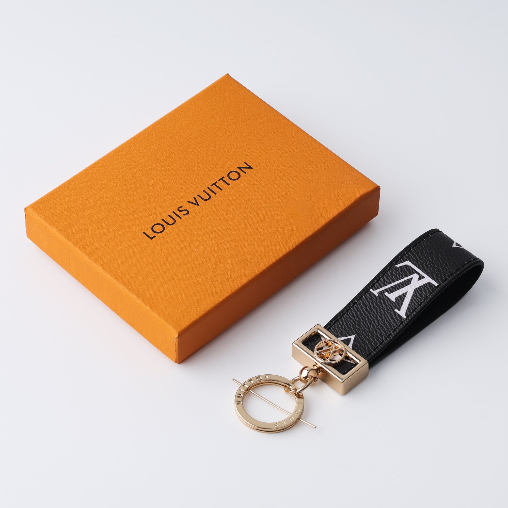 Noir Monogram Loop Keychain
