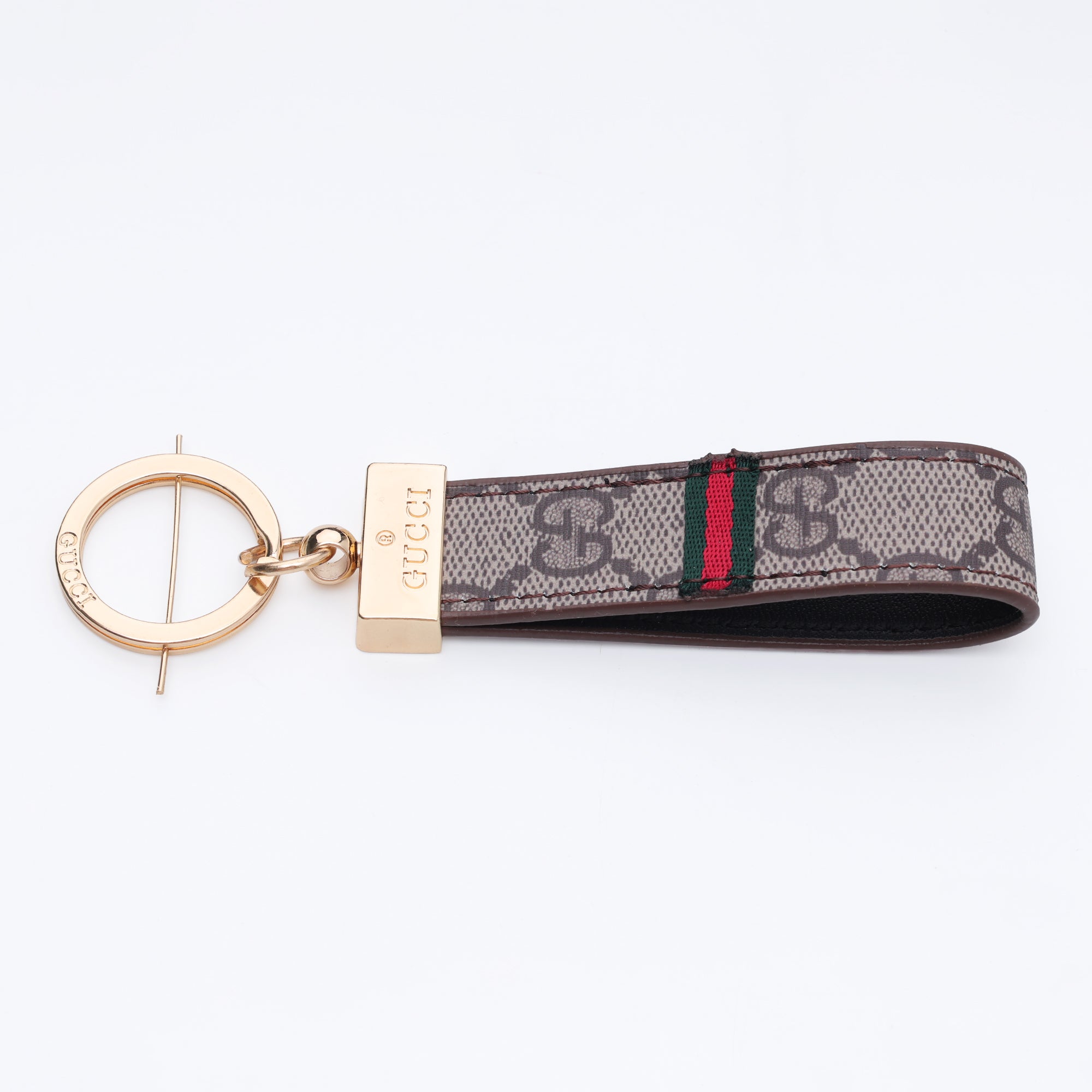 Mocha Stripe Loop Keychain