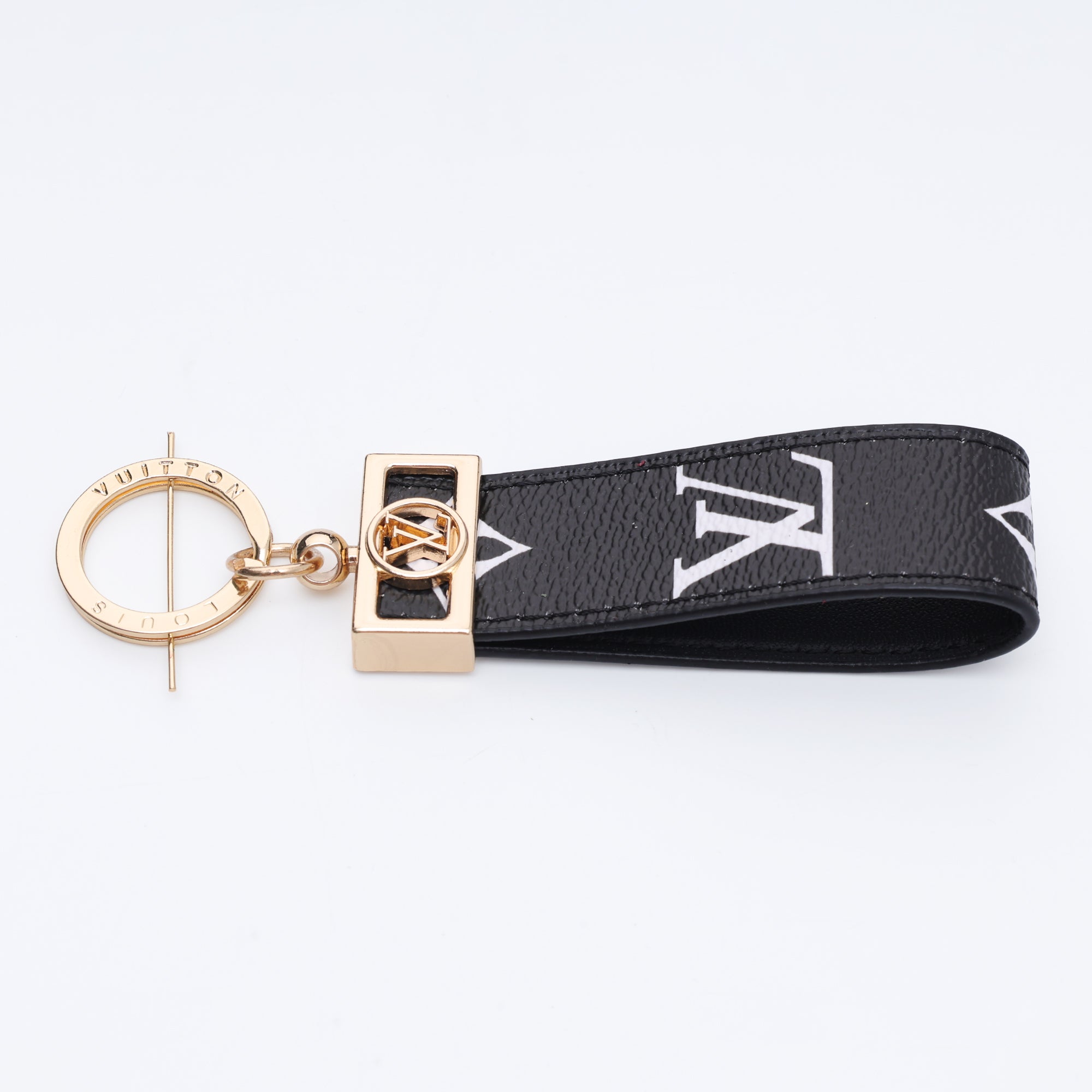 Noir Monogram Loop Keychain