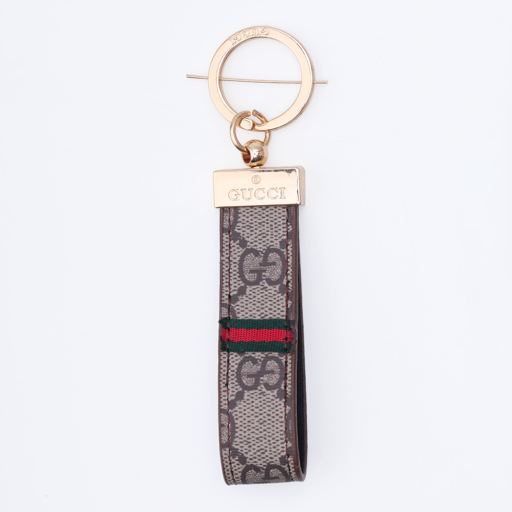 Mocha Stripe Loop Keychain