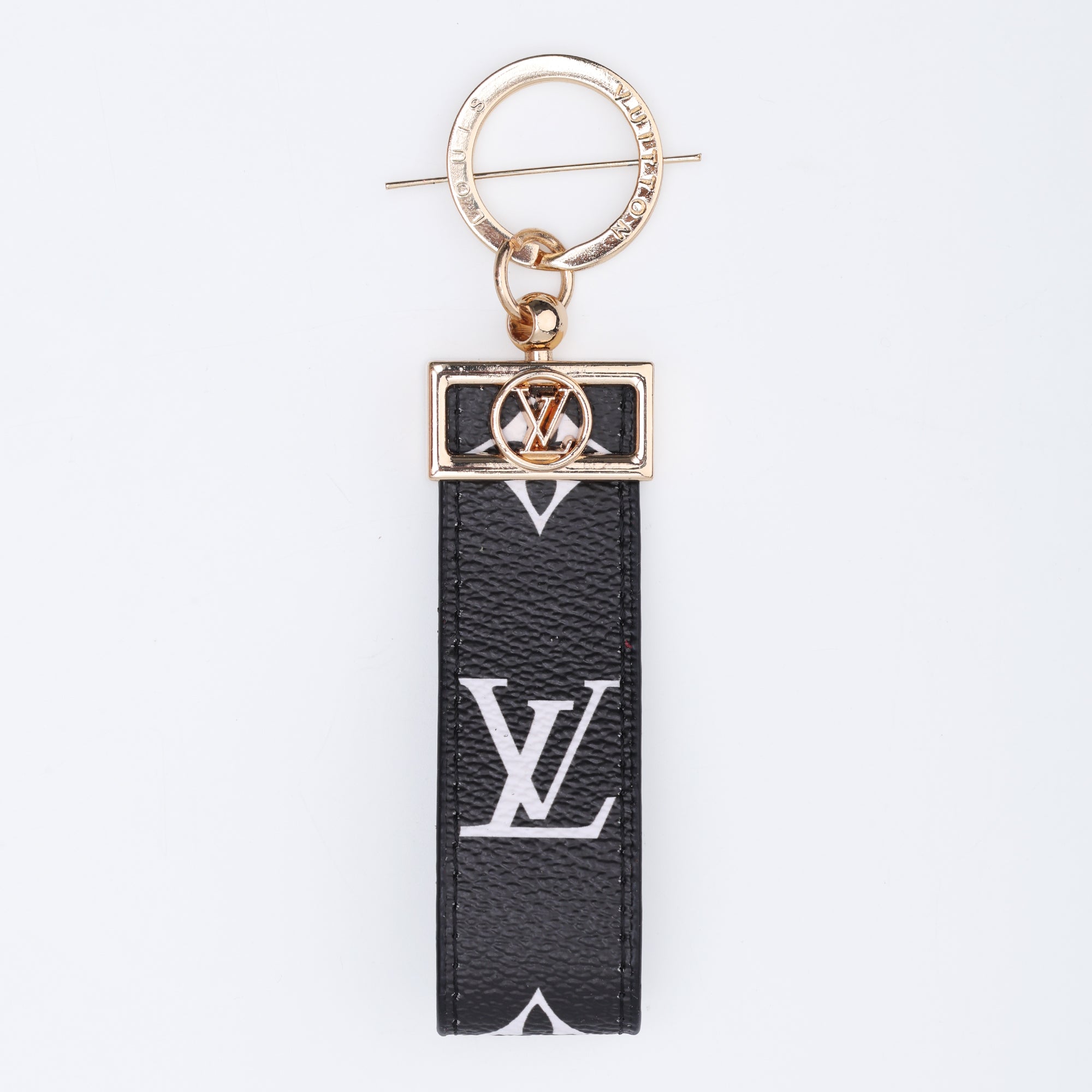 Noir Monogram Loop Keychain