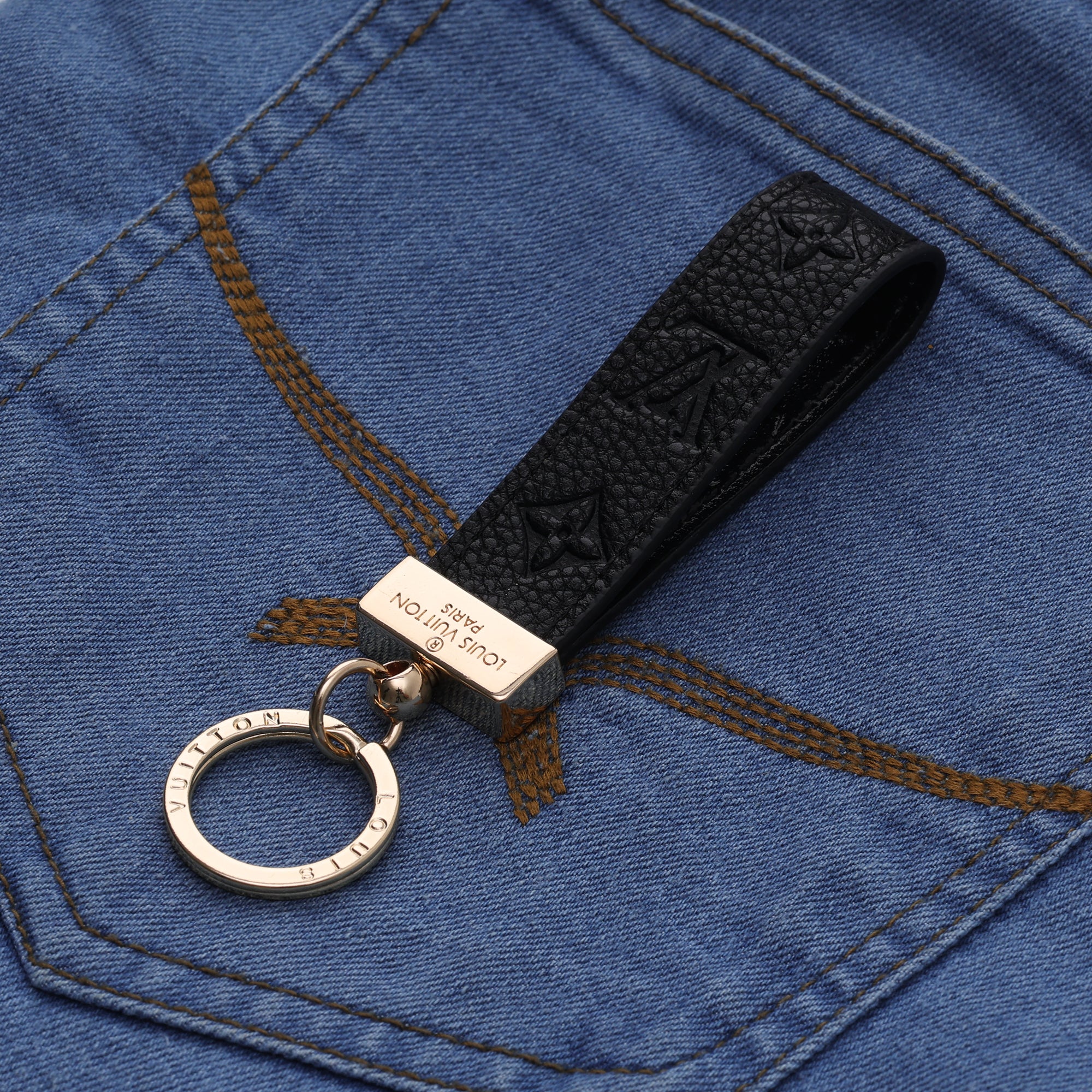 Midnight Embossed Loop Keychain
