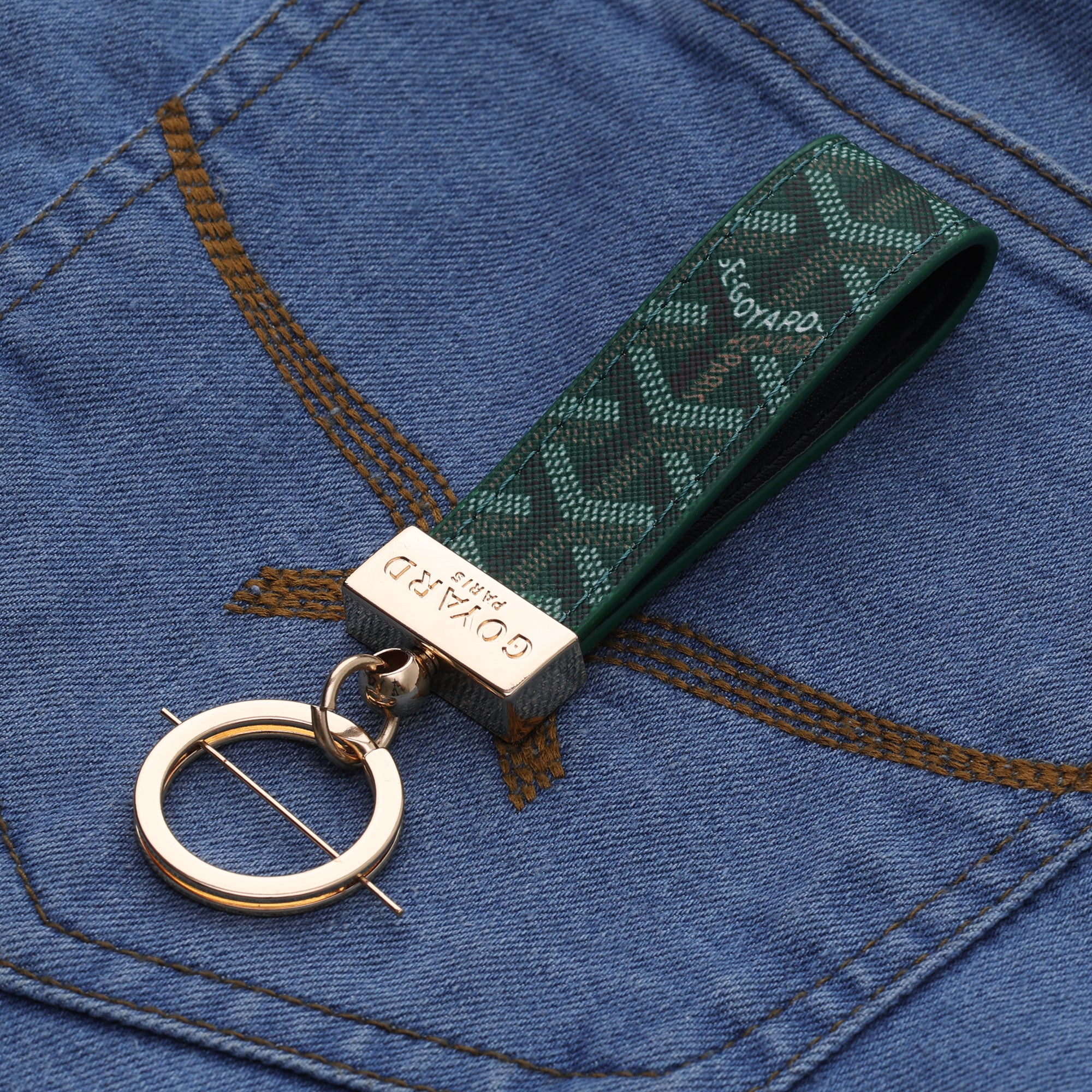 Emerald Monogram Loop Keychain