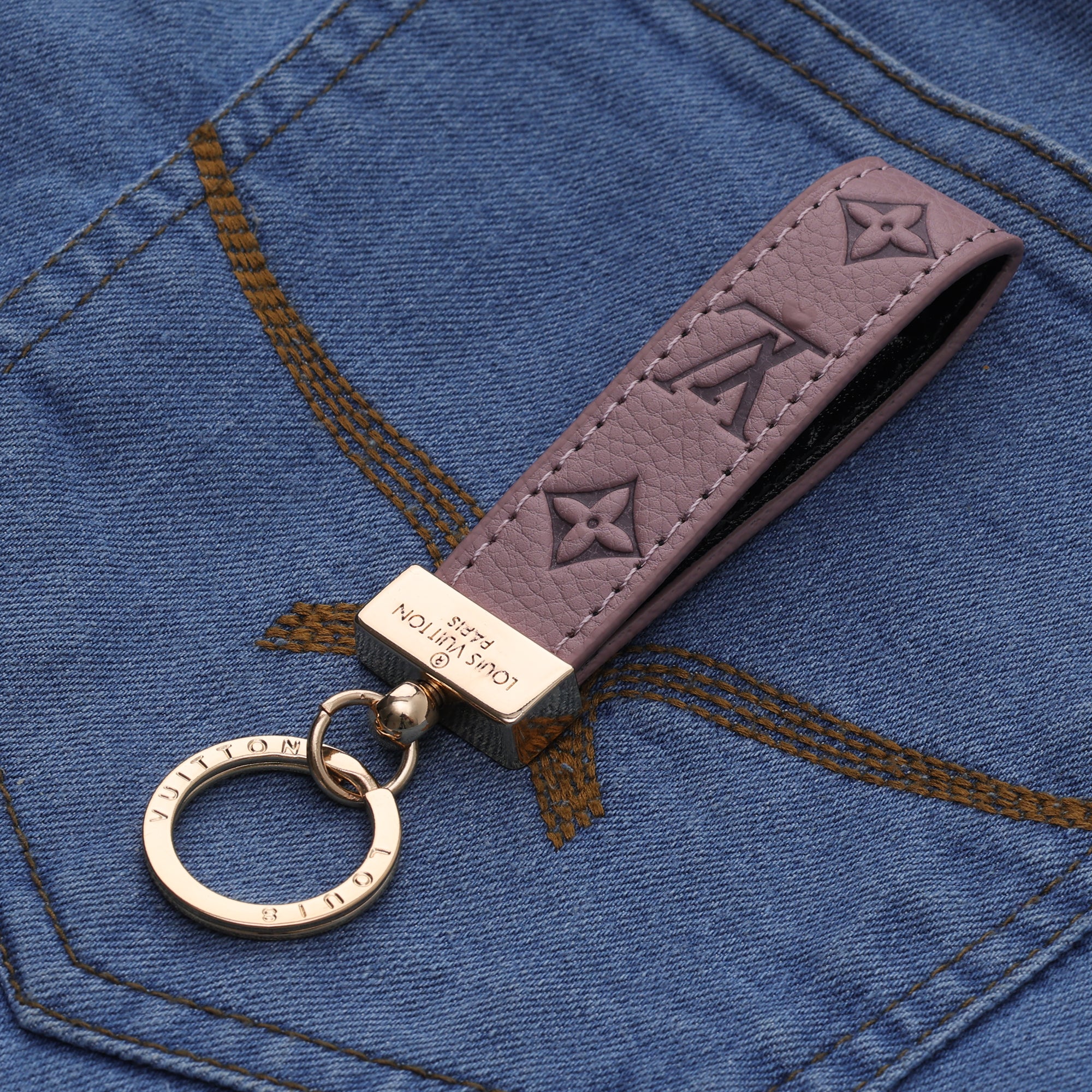 Mauve Embossed Loop Keychain