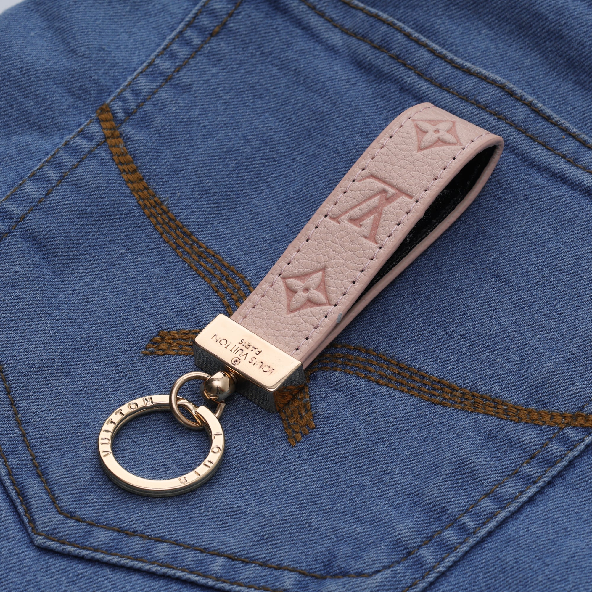 Blush Embossed Loop Keychain