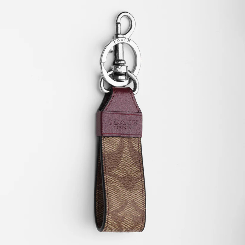 Maroon Leather Accent Keychain